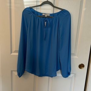 NWT LOFT Sky Blue tie neck long sleeve blouse
